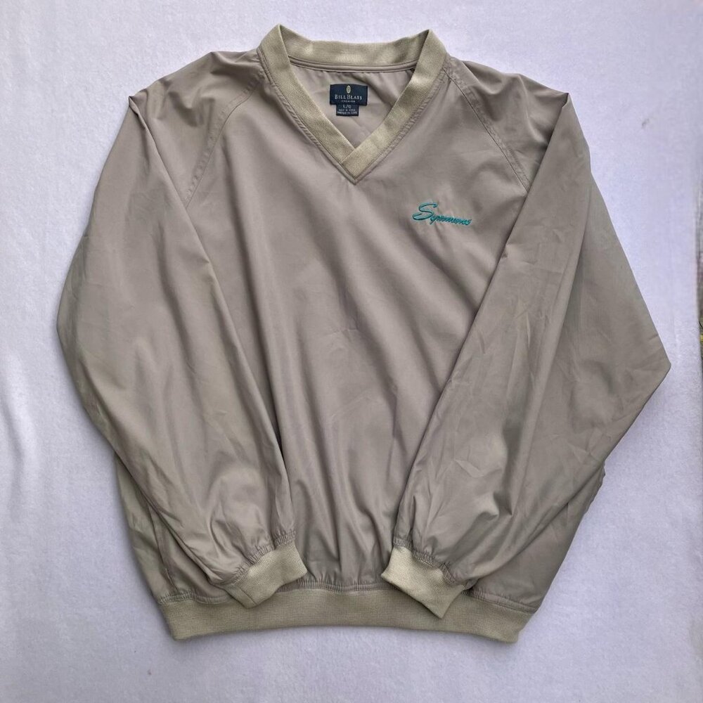 Vintage Bill Blass Beige Khaki Brown Windbreaker V-neck Pullover Sweater Size L